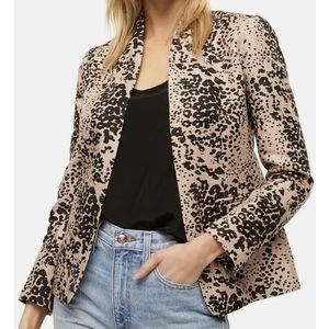 J. Crew ReImagined Leopard Print Colarless Blazer Womens Size 0 NWOT
